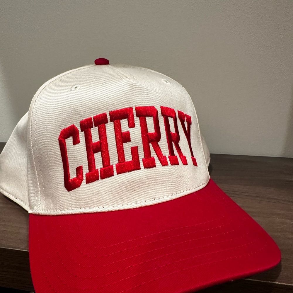 OTTO Two-Tone "CHERRY" Embroidered Baseball Cap - White & Red